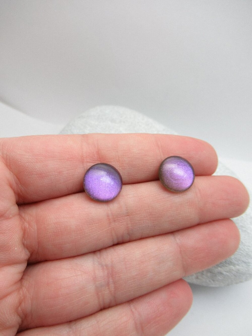 Handmade glass cab earrings